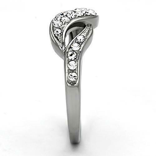 Jewellery Kingdom Pave Elegant Stainless Steel Sparkling Ladies Ring Band (Silver) - Jewelry Rings - British D'sire