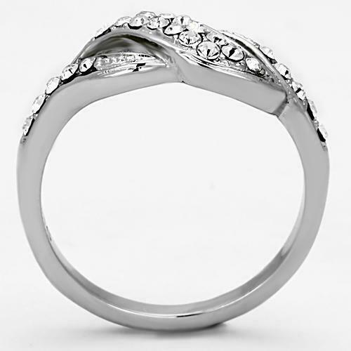 Jewellery Kingdom Pave Elegant Stainless Steel Sparkling Ladies Ring Band (Silver) Secondary image