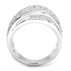 Jewellery Kingdom Pave Rhodium Cubic Zirconia Sparkling Ladies Wide Band Ring (Silver) - Jewelry Rings - British D'sire