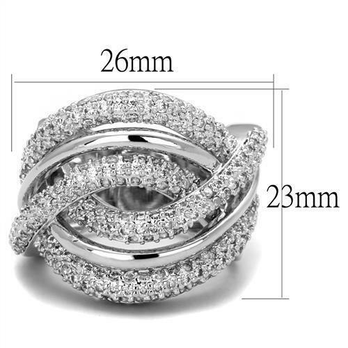 Jewellery Kingdom Pave Sparkling Silver Rhodium Handmade Ladies Cubic Zirconia Ring Band (Clear) Secondary image