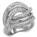 Jewellery Kingdom Pave Sparkling Silver Rhodium Handmade Ladies Cubic Zirconia Ring Band (Clear) - Jewelry Rings - British D'sire