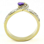 Jewellery Kingdom Pear Amethyst Ladies Cz 18kt Steel Pretty Dress New Elegant Ring (Purple Gold) - Jewelry Rings - British D'sire