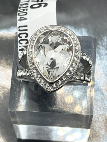 Jewellery Kingdom Pear Cocktail Ladies Cubic Zirconia Stainless Steel Ring (Silver) Secondary image