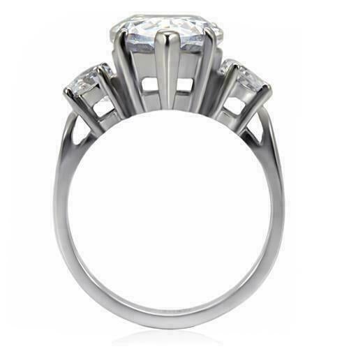 Jewellery Kingdom Pear Cocktail Three Stone Cubic Zirconia Ring (Silver) - Jewelry Rings - British D'sire