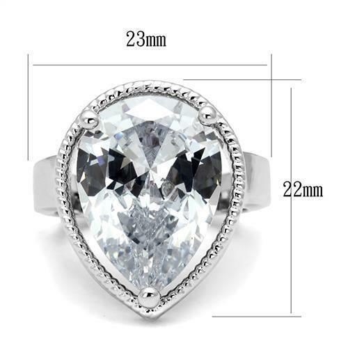 Jewellery Kingdom Ladies Pear Cocktail Cubic Zirconia 2.2 Carat Statement Ring (Silver) Secondary image