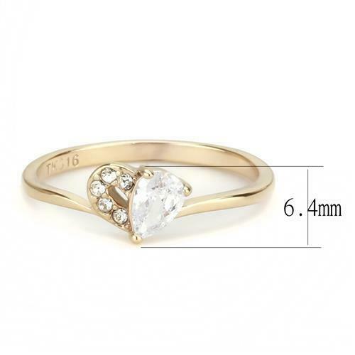 Jewellery Kingdom Pear Cut .60CT Steel Pretty Elegant Ladies Rose Gold Ring - Jewelry Rings - British D'sire