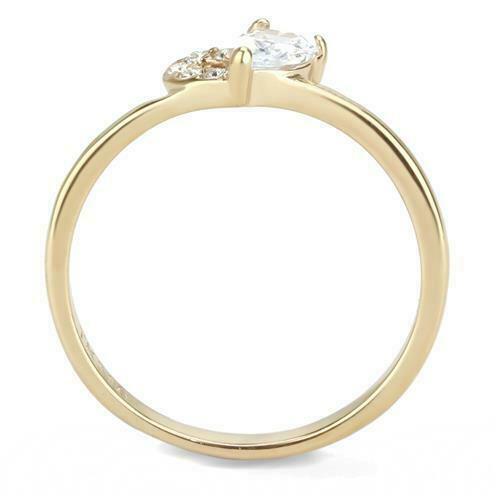 Jewellery Kingdom Pear Cut .60CT Steel Pretty Elegant Ladies Rose Gold Ring - Jewelry Rings - British D'sire