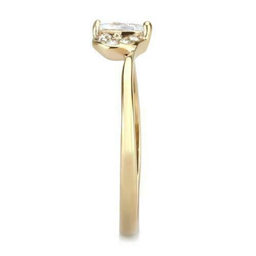 Jewellery Kingdom Pear Cut .60CT Steel Pretty Elegant Ladies Rose Gold Ring - Jewelry Rings - British D'sire