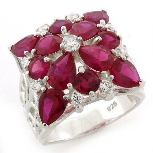 Jewellery Kingdom Pear Cut Cocktail 14 CT Pretty Sterling Silver Stamped Ladies Red Ring - Jewelry Rings - British D'sire Main image
