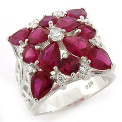 Jewellery Kingdom Pear Cut Cocktail 14 CT Pretty Sterling Silver Stamped Ladies Red Ring - Jewelry Rings - British D'sire