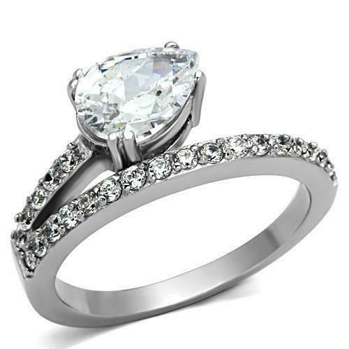 Jewellery Kingdom Pear Engagement Arrow Head Stainless Steel Accents Simulated Diamonds Ring - Jewelry Rings - British D'sire Main image