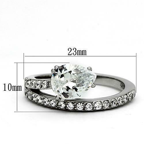 Jewellery Kingdom Pear Engagement Arrow Head Stainless Steel Accents Simulated Diamonds Ring Secondary image