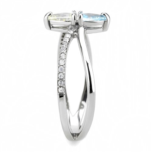 Jewellery Kingdom Pear Ladies Blue Topaz Citrine Cz 1 Carat Stainless Steel Ring (Silver) Secondary image