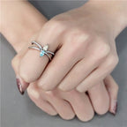 Jewellery Kingdom Pear Ladies Blue Topaz Citrine Cz1 Carat Stainless Steel Ring (Silver) - Jewelry Rings - British D'sire