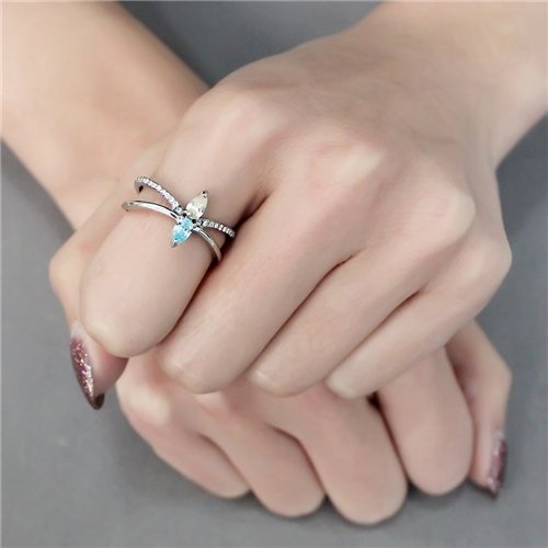 Jewellery Kingdom Pear Ladies Blue Topaz Citrine Cz1 Carat Stainless Steel Ring (Silver) - Jewelry Rings - British D'sire