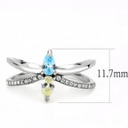 Jewellery Kingdom Pear Ladies Blue Topaz Citrine Cz1 Carat Stainless Steel Ring (Silver) - Jewelry Rings - British D'sire