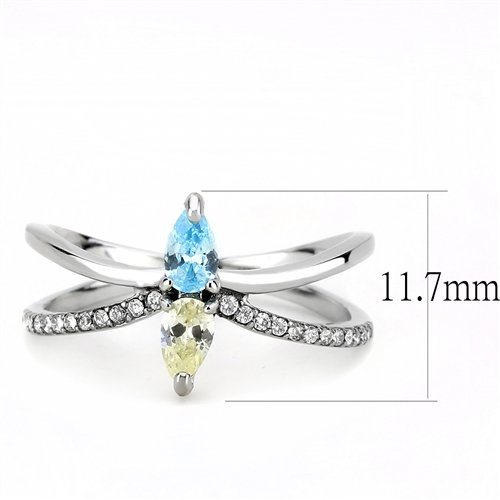 Jewellery Kingdom Pear Ladies Blue Topaz Citrine Cz1 Carat Stainless Steel Ring (Silver) - Jewelry Rings - British D'sire