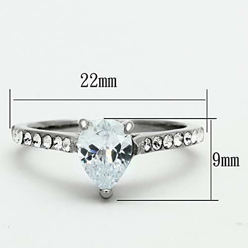 Jewellery Kingdom Pear Ladies Engagement Solitaire Accents Cubic Zirconia Steel Ring (Silver) - Jewelry Rings - British D'sire