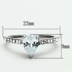 Jewellery Kingdom Pear Ladies Engagement Solitaire Accents Cubic Zirconia Steel Ring (Silver) - Jewelry Rings - British D'sire