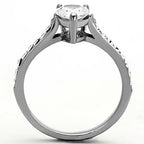 Jewellery Kingdom Pear Ladies Engagement Solitaire Accents Cubic Zirconia Steel Ring (Silver) - Jewelry Rings - British D'sire