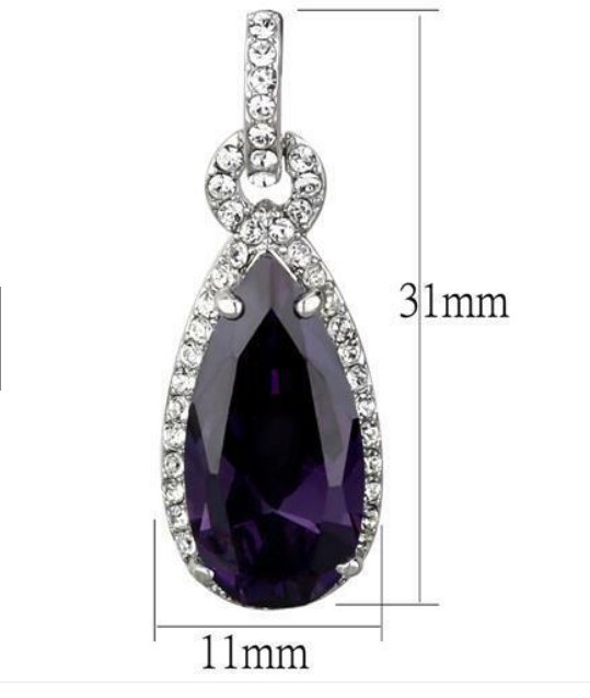 Jewellery Kingdom Pear Purple Dangle Drop Silver Rhodium 1.4 Carat Ladies Amethyst Earrings Secondary image