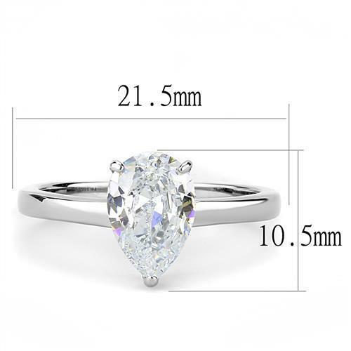 Jewellery Kingdom Pear Solitaire Cubic Zirconia Sainless Steel 2.5ct Ladies Engagement Ring Secondary image