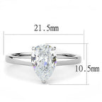 Jewellery Kingdom Pear Solitaire Cubic Zirconia Sainless Steel 25ct Ladies Engagement Ring (Clear) - Jewelry Rings - British D'sire