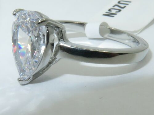 Jewellery Kingdom Pear Solitaire Stainless Steel Cubic Zirconia Engagement Ladies Ring - Jewelry Rings - British D'sire