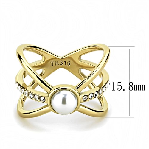 Jewellery Kingdom Pearl Steel Cream No Tarnish Ladies Crossover Ring (Gold) Secondary image