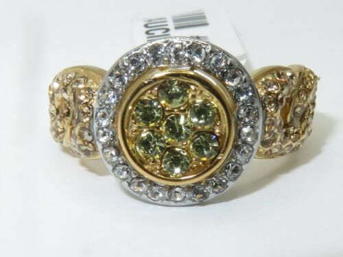 Jewellery Kingdom Peridot Cubic Zirconia Art Deco Round Shape Ladies Ring (Gold) - Jewelry Rings - British D'sire