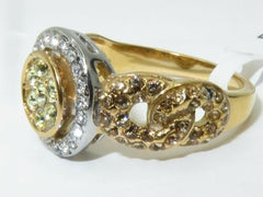 Jewellery Kingdom Peridot Cubic Zirconia Art Deco Round Shape Ladies Ring (Gold) - Jewelry Rings - British D'sire
