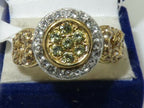 Jewellery Kingdom Peridot Cubic Zirconia Art Deco Round Shape Ladies Ring (Gold) - Jewelry Rings - British D'sire