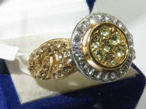Jewellery Kingdom Peridot Cubic Zirconia Art Deco Round Shape Ladies Ring (Gold) - Jewelry Rings - British D'sire
