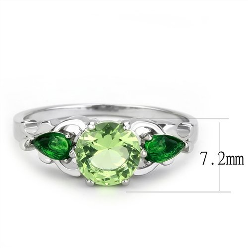 Jewellery Kingdom Period Emerald Ladies Pear Cubic Zirconia Stainless Steel Three Stone Ring (Green) Secondary image