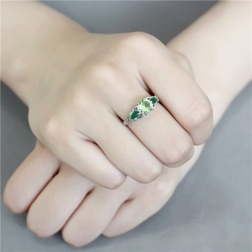 Jewellery Kingdom Period Emerald Ladies Pear Cubic Zirconia Stainless Steel Three Stone Ring (Green) - Jewelry Rings - British D'sire