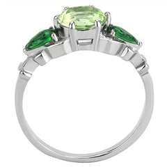 Jewellery Kingdom Period Emerald Ladies Pear Cubic Zirconia Stainless Steel Three Stone Ring (Green) - Jewelry Rings - British D'sire