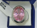 Jewellery Kingdom Pink Oval 1.4 Carat Bezel Cz Stainless Steel Cubic Zirconia Sapphire Cocktail Ring - Jewelry Rings - British D'sire