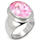 Jewellery Kingdom Pink Oval 1.4 Carat Bezel Cz Stainless Steel Cubic Zirconia Sapphire Cocktail Ring - Jewelry Rings - British D'sire