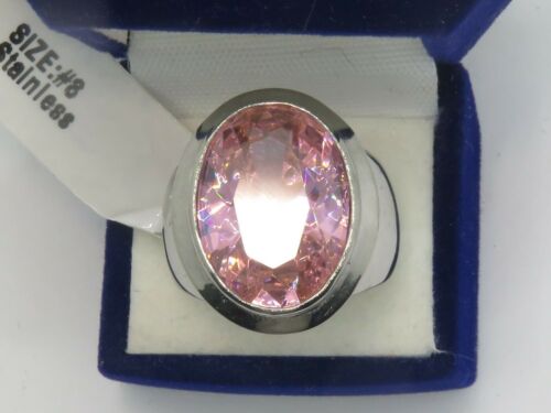 Jewellery Kingdom Pink Oval 1.4 Carat Bezel Cz Stainless Steel Cubic Zirconia Sapphire Cocktail Ring - Jewelry Rings - British D'sire