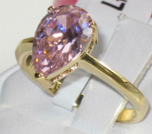 Jewellery Kingdom Pink Pear Ring Gold 4ct Ladies Cz Cubic Zirconia Steel 18kt Solitaire - Jewelry Rings - British D'sire