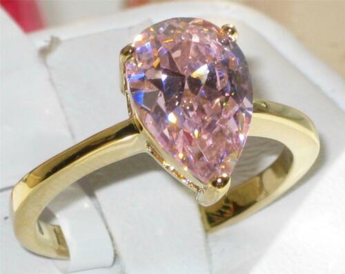 Jewellery Kingdom Pink Pear Ring Gold 4ct Ladies Cz Cubic Zirconia Steel 18kt Solitaire Secondary image