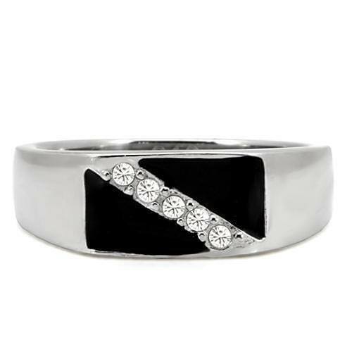 Jewellery Kingdom Pink Signet Stainless Steel Cubic Zirconia Mens Onyx Ring (Black) - Jewelry Rings - British D'sire