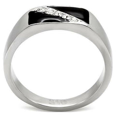Jewellery Kingdom Pink Signet Stainless Steel Cubic Zirconia Mens Onyx Ring (Black) - Jewelry Rings - British D'sire