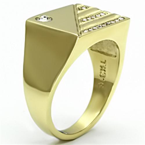 Jewellery Kingdom Pinky Classy Signet 18kt Steel Cubic Zirconia Mens Gold Ring Secondary image