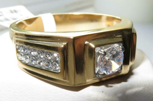 Jewellery Kingdom Pinky Signet Cubic Zirconia 1.5CT Mens Gold Ring - Jewelry Rings - British D'sire