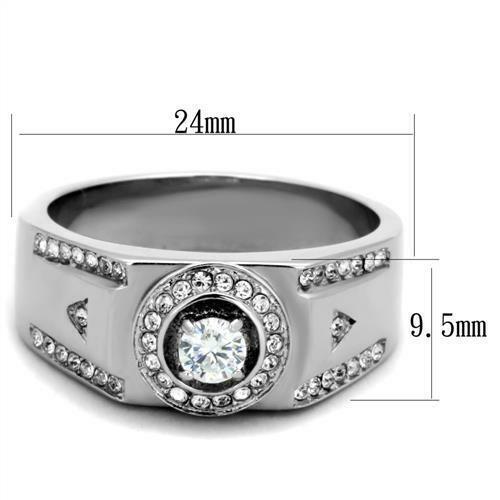 Jewellery Kingdom Pinky Signet Cubic Zirconia Stainless Steel Quality Silver Classy Mens Ring Secondary image