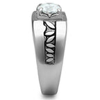 Jewellery Kingdom Pinky Signet cz Stainless Steel Classy Mens Solitaire Ring (Silver) - Rings - British D'sire