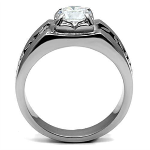 Jewellery Kingdom Pinky Signet cz Stainless Steel Classy Mens Solitaire Ring (Silver) - Rings - British D'sire
