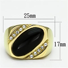 Jewellery Kingdom Pinky Signet Gold Black 18kt Steel Cubic Zirconia Mens Onyx Ring - Jewelry Rings - British D'sire