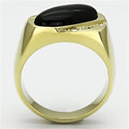 Jewellery Kingdom Pinky Signet Gold Black 18kt Steel Cubic Zirconia Mens Onyx Ring - Jewelry Rings - British D'sire
